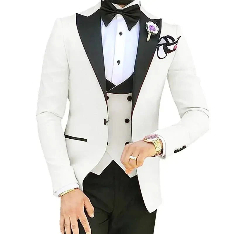 Slim-fit men's three-piece suit by SHOWLU FASHION STORE, ideal for formal weddings and business occasions, featuring a modern Korean style.