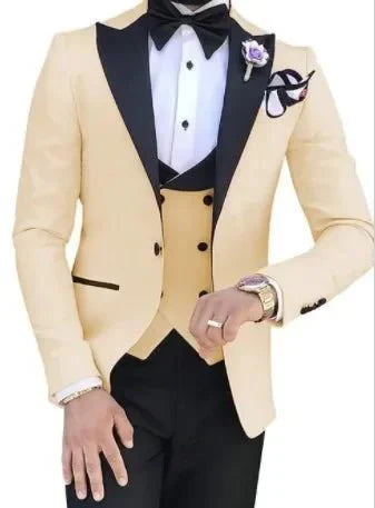 Elegant men's slim-fit three-piece suit by SHOWLU FASHION STORE, ideal for formal weddings and business occasions.