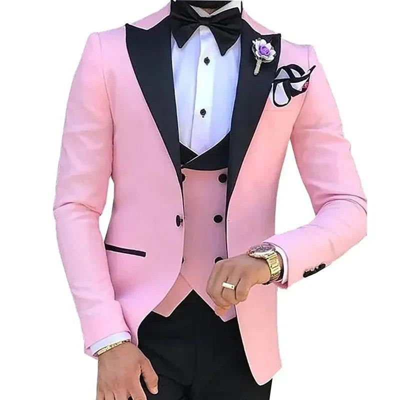 Slim-fit men's three-piece suit by SHOWLU FASHION STORE, ideal for formal weddings and business occasions, featuring a modern Korean style.