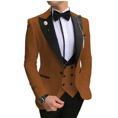New 2023 Suit Men's Suit Three - piece Korean Version Slim - fit Model Business Groomsman Suit Groom's Wedding Dress Costume Homme - SHOWLU FASHION STORE
