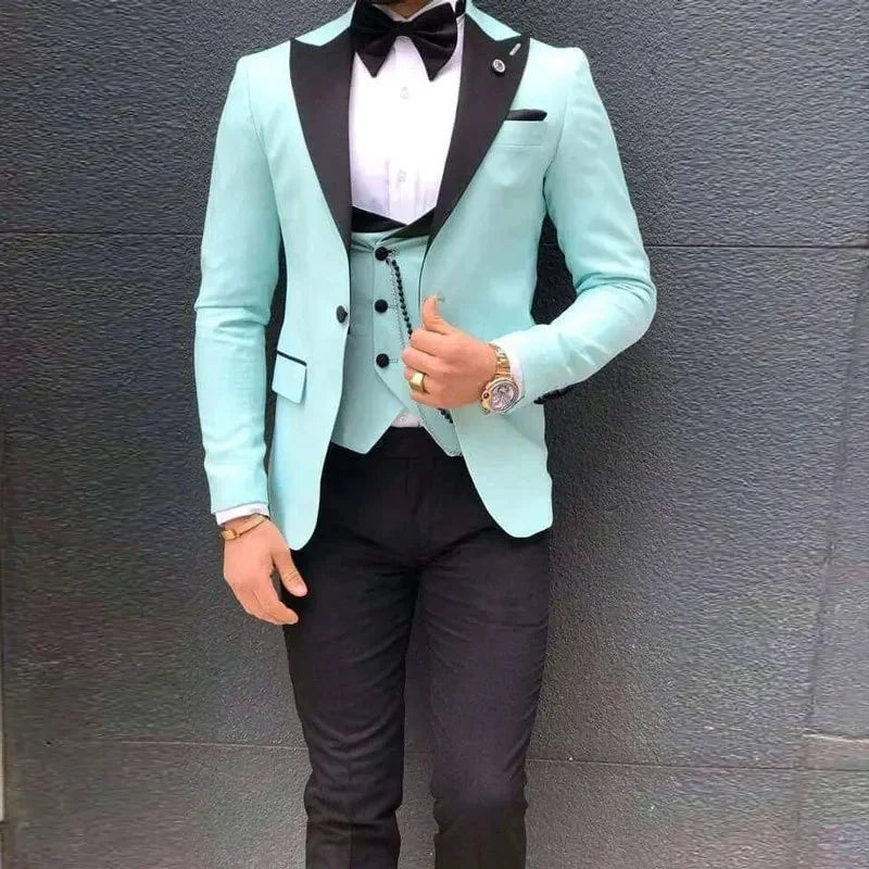 New 2023 Suit Men's Suit Three - piece Korean Version Slim - fit Model Business Groomsman Suit Groom's Wedding Dress Costume Homme - SHOWLU FASHION STORE