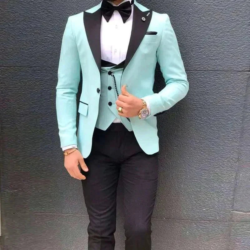 Men's slim-fit three-piece suit by SHOWLU FASHION STORE, formal wedding and business suit, Korean style, elegant groomsman attire