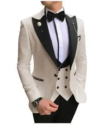 Slim-fit men's three-piece suit by SHOWLU FASHION STORE, perfect for formal weddings and business occasions, featuring a modern Korean style.