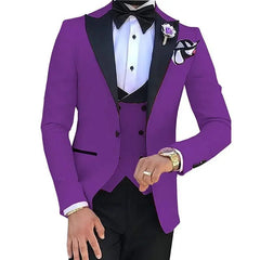 New 2023 Suit Men's Suit Three - piece Korean Version Slim - fit Model Business Groomsman Suit Groom's Wedding Dress Costume Homme - SHOWLU FASHION STORE