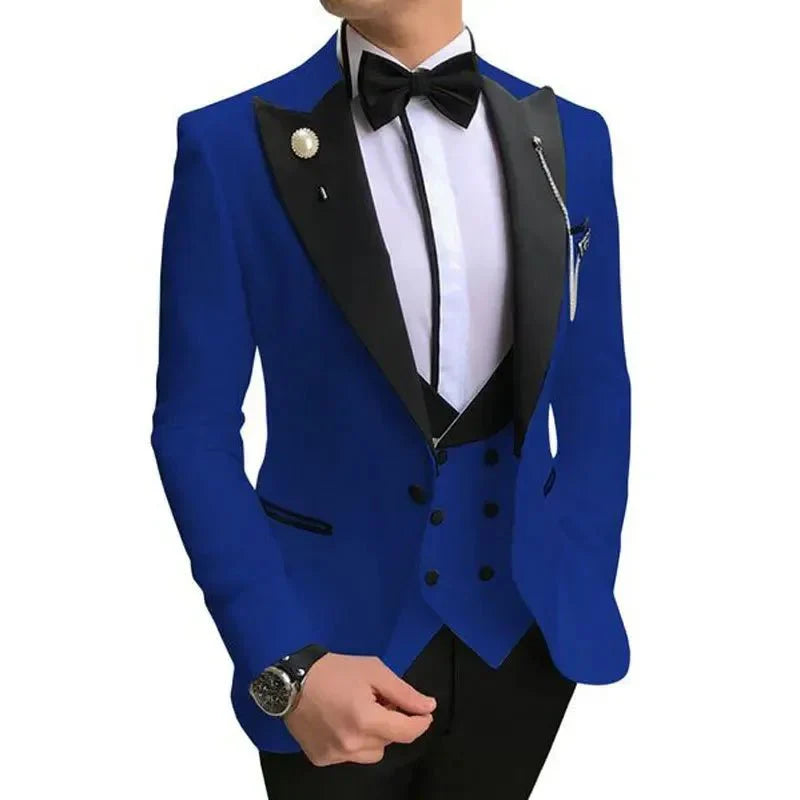 Slim-fit men's three-piece suit by SHOWLU FASHION STORE, ideal for formal weddings and business occasions, in a modern Korean style.