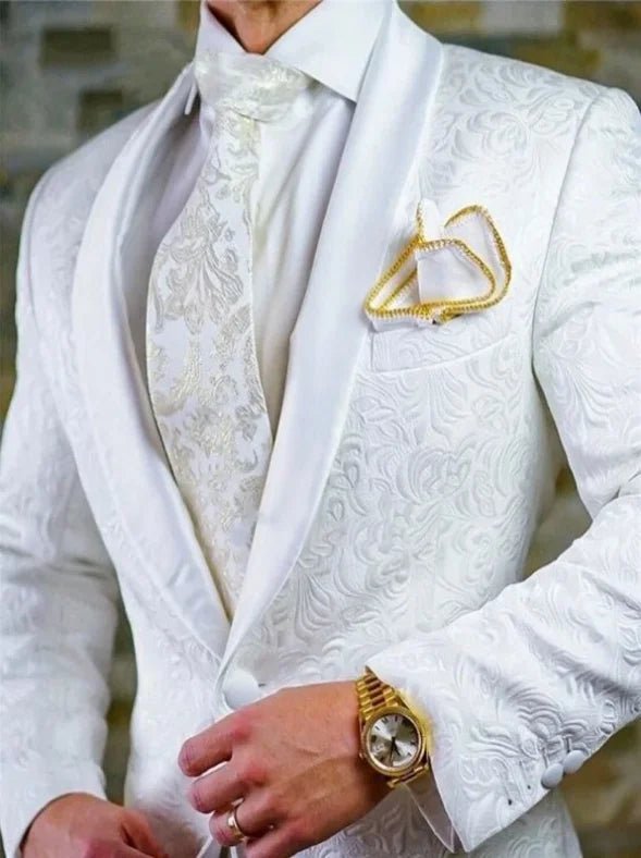 New Arrival Royal Blue Floral Men Suits For Wedding Latest Designs Groom Tuxedos Shawl Lapel Suit Men Groomsmen Best Man Blazer - SHOWLU FASHION STORE