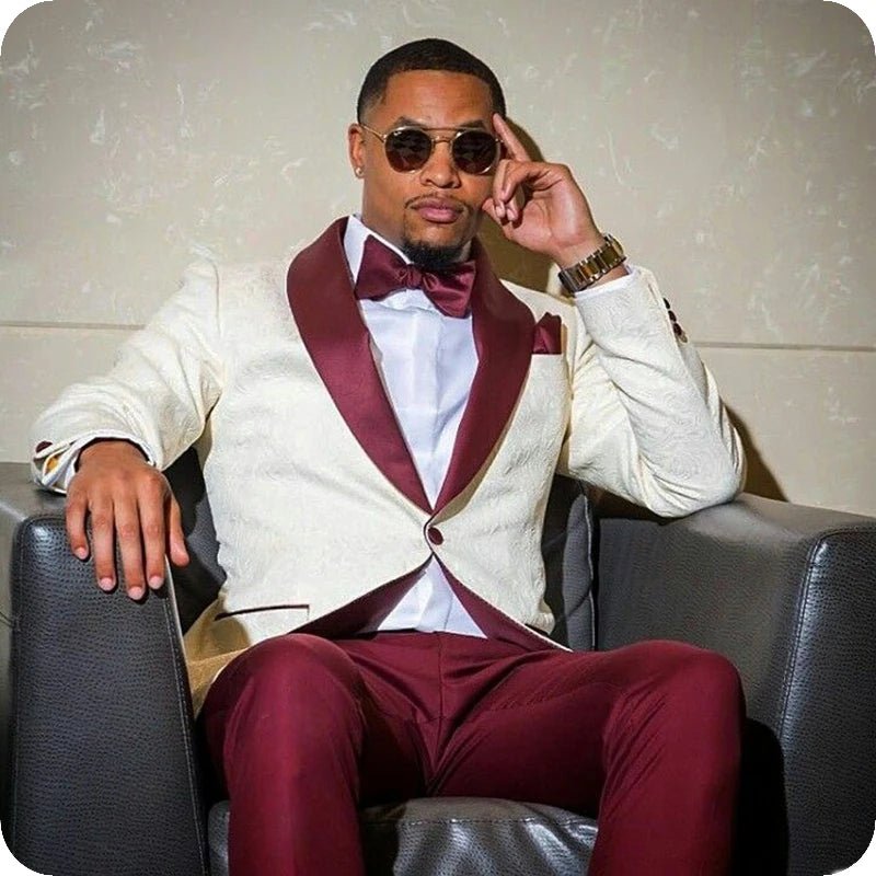 New Arrival Royal Blue Floral Men Suits For Wedding Latest Designs Groom Tuxedos Shawl Lapel Suit Men Groomsmen Best Man Blazer - SHOWLU FASHION STORE