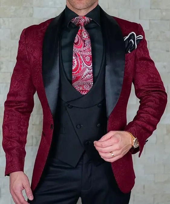 New Arrival Royal Blue Floral Men Suits For Wedding Latest Designs Groom Tuxedos Shawl Lapel Suit Men Groomsmen Best Man Blazer - SHOWLU FASHION STORE