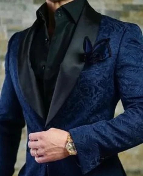 New Arrival Royal Blue Floral Men Suits For Wedding Latest Designs Groom Tuxedos Shawl Lapel Suit Men Groomsmen Best Man Blazer - SHOWLU FASHION STORE
