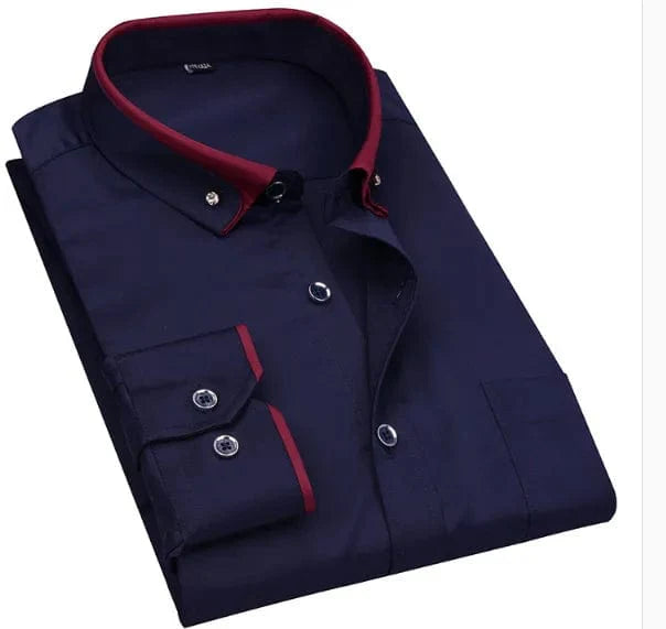 Mei So Easy men's long-sleeve dress shirt in plus size, made of cotton, featuring a classic collar and button-front design.