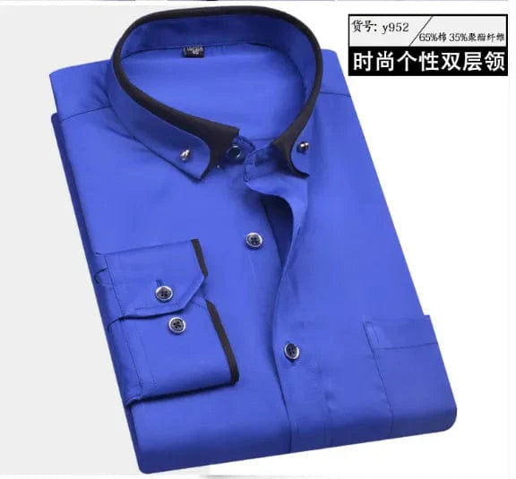 Showlu Fashion Showlu Men's long-sleeve cotton dress shirt, plus size, in a spring-ready, formal style with a clean, crisp look.
