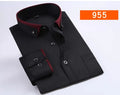 Men's long-sleeve dress shirt by Showlu Fashion, cotton formal shirt in plus size, new spring arrival, easy-care, high-quality fabric.
