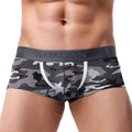 Showlu men's cotton breathable boxer shorts with U-convex pouch, printed leaf design, comfortable underwear for men.