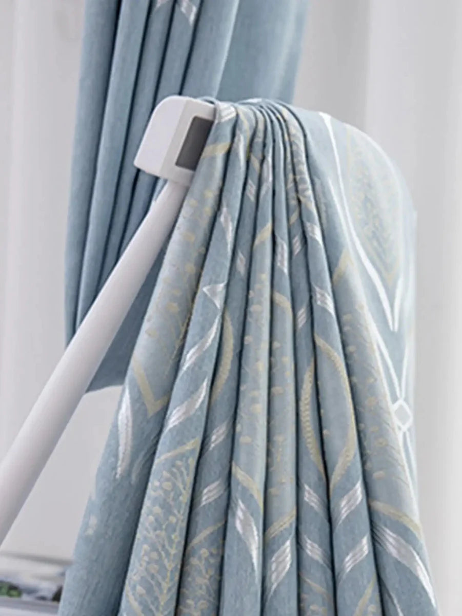 SHOWLU FASHION modern blue blackout polyester window curtain for living room with high shading and solid color design