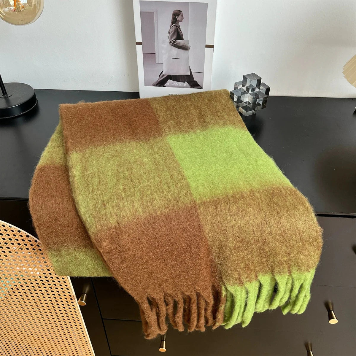 Classic plaid colorblock winter scarf by Showlu Fashion Store, warm, wind-proof, and stylish for autumn and winter.