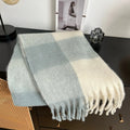 Classic plaid colorblock winter scarf for girls, featuring warm, windproof design in autumn and winter colors with a cozy look.