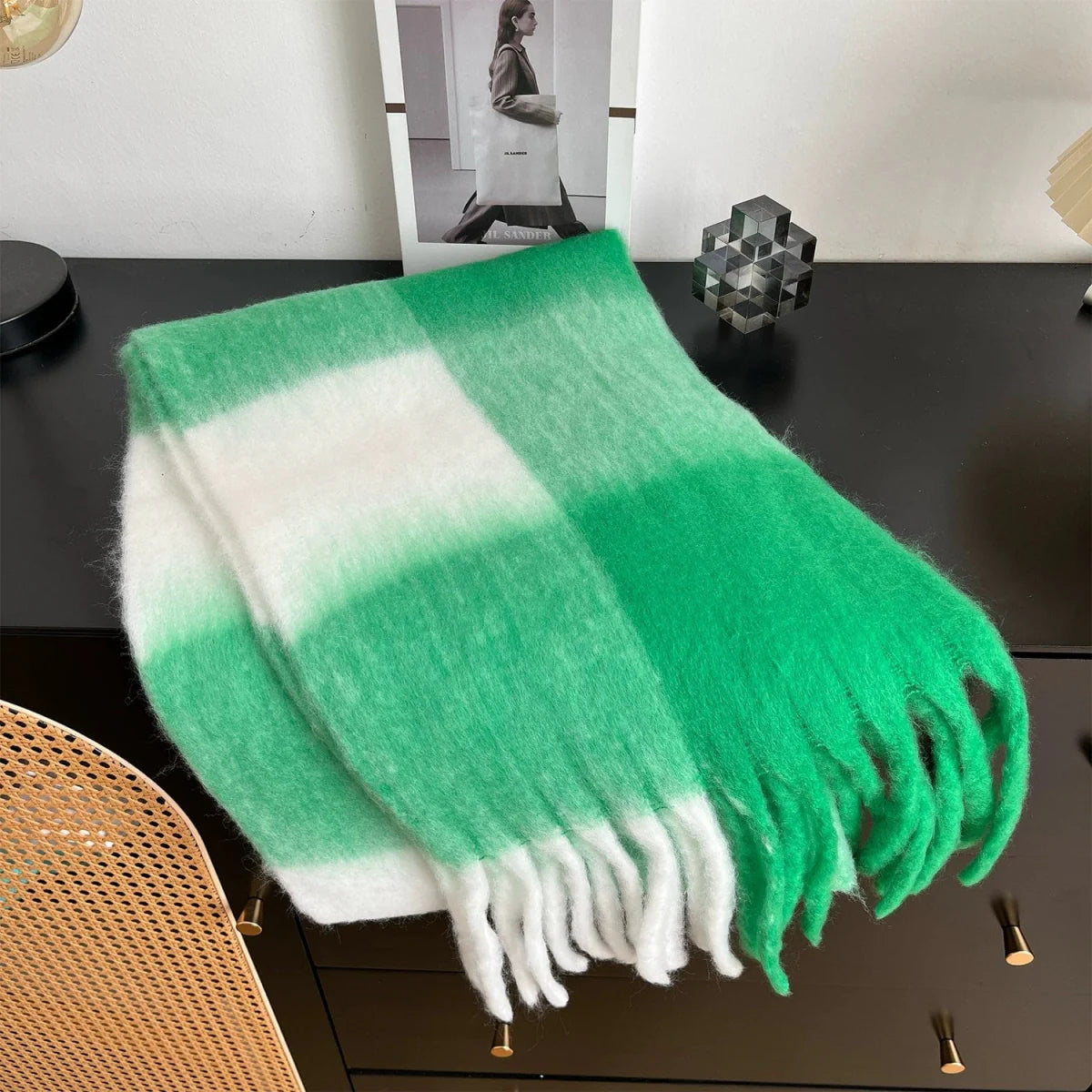 Classic plaid colorblock winter scarf by Showlu Fashion Store, warm, wind-proof, and perfect for autumn and winter cold protection.