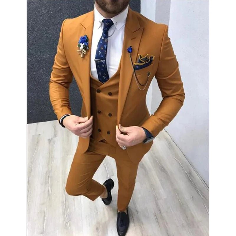 New Classic Wedding Suits for Men 2024 Peaked Lapel Custom Made Groom Wedding Tuxedo Slim Fit Male Suit (Jacket + Pants + Vest) - SHOWLU FASHION STORE