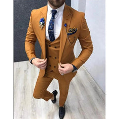 New Classic Wedding Suits for Men 2024 Peaked Lapel Custom Made Groom Wedding Tuxedo Slim Fit Male Suit (Jacket + Pants + Vest) - SHOWLU FASHION STORE