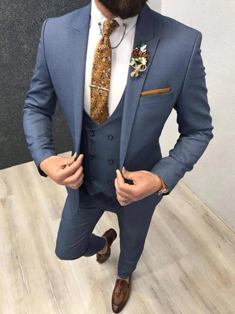 New Classic Wedding Suits for Men 2024 Peaked Lapel Custom Made Groom Wedding Tuxedo Slim Fit Male Suit (Jacket + Pants + Vest) - SHOWLU FASHION STORE