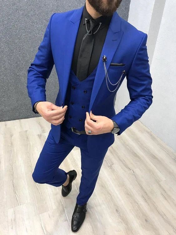 New Classic Wedding Suits for Men 2024 Peaked Lapel Custom Made Groom Wedding Tuxedo Slim Fit Male Suit (Jacket + Pants + Vest) - SHOWLU FASHION STORE