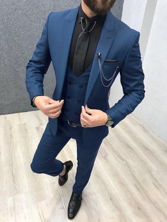 New Classic Wedding Suits for Men 2024 Peaked Lapel Custom Made Groom Wedding Tuxedo Slim Fit Male Suit (Jacket + Pants + Vest) - SHOWLU FASHION STORE