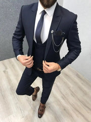 New Classic Wedding Suits for Men 2024 Peaked Lapel Custom Made Groom Wedding Tuxedo Slim Fit Male Suit (Jacket + Pants + Vest) - SHOWLU FASHION STORE