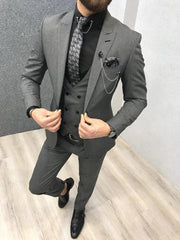 New Classic Wedding Suits for Men 2024 Peaked Lapel Custom Made Groom Wedding Tuxedo Slim Fit Male Suit (Jacket + Pants + Vest) - SHOWLU FASHION STORE