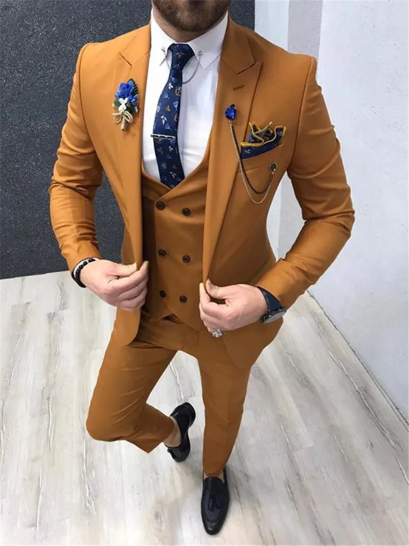 New Classic Wedding Suits for Men 2024 Peaked Lapel Custom Made Groom Wedding Tuxedo Slim Fit Male Suit (Jacket + Pants + Vest) - SHOWLU FASHION STORE