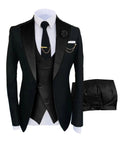 SHOWLU FASHION STORE men's 3-piece slim fit tuxedo suit with jacket, trousers, and vest, ideal for formal weddings and parties.