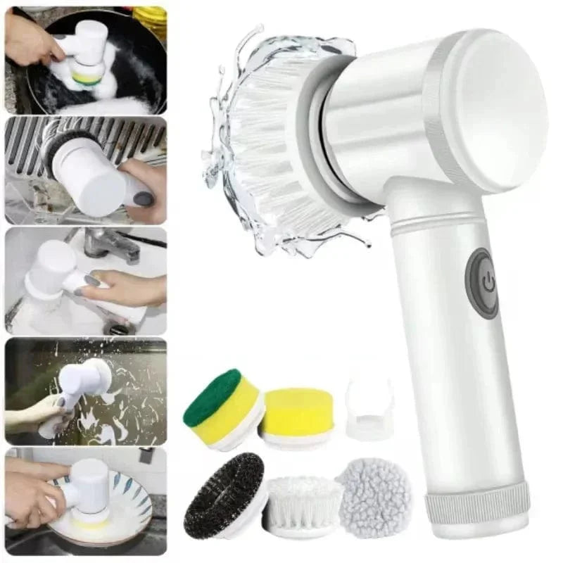 Electric spin scrubber with 5 replaceable brush heads, handheld bathroom cleaning brush, 5-in-1 power cleaning tool from SHOWLU FASHION STORE.