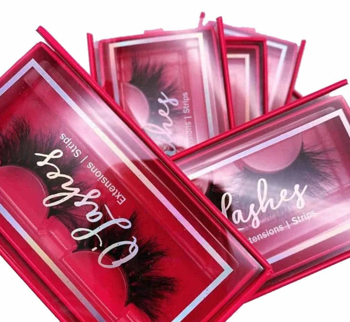 Showlu Fashion 25mm 5D Mink Eyelashes with fluffy Russian strip design, full strip lashes for dramatic, natural-looking volume.