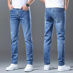 New Fashion Men's Business Jeans Classic Style Casual Stretch Slim Jeans Male Brand Denim Trousers Dark - Blue Pants Size 36 38 40 - SHOWLU FASHION STORE