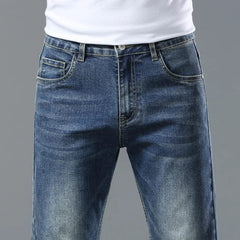 New Fashion Men's Business Jeans Classic Style Casual Stretch Slim Jeans Male Brand Denim Trousers Dark - Blue Pants Size 36 38 40 - SHOWLU FASHION STORE