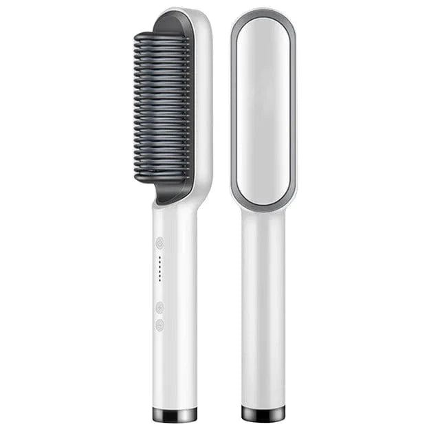 Showlu Fashion Store HBMH 2-in-1 ceramic hair straightener brush with negative ion technology, designed for smooth, styled hair.
