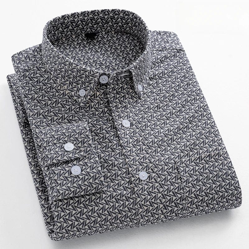 New in shirt Fashion trends100%cotton long - sleeve shirts for men slim fit casual plain shirt soft plaid striped designer clothes - SHOWLU FASHION STORE