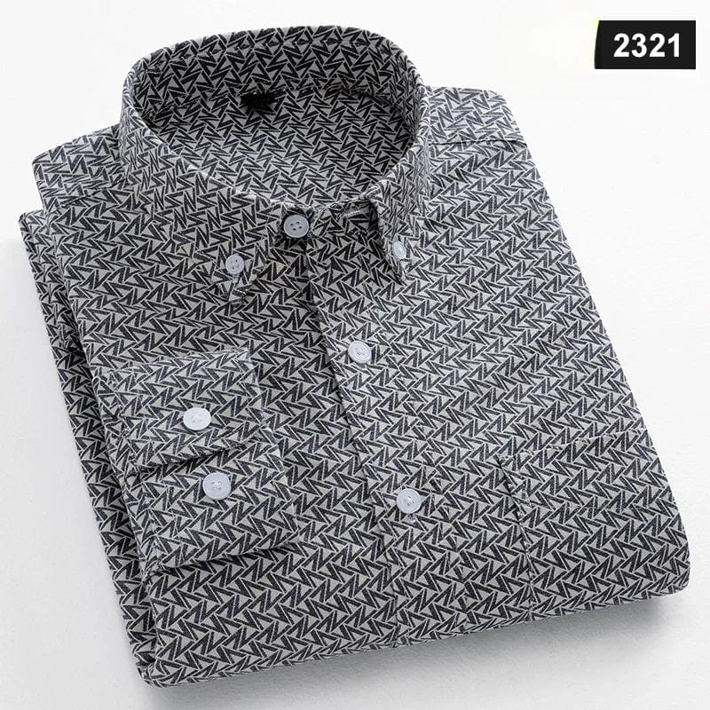 Men's slim fit cotton casual shirt with plaid pattern, long sleeves, and classic collar, stylishly designed for a modern look.