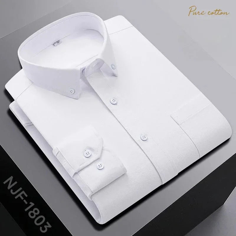 Black Qi Xiu Cai men's 100% cotton plaid casual shirt with slim fit long sleeves, perfect for stylish everyday wear.