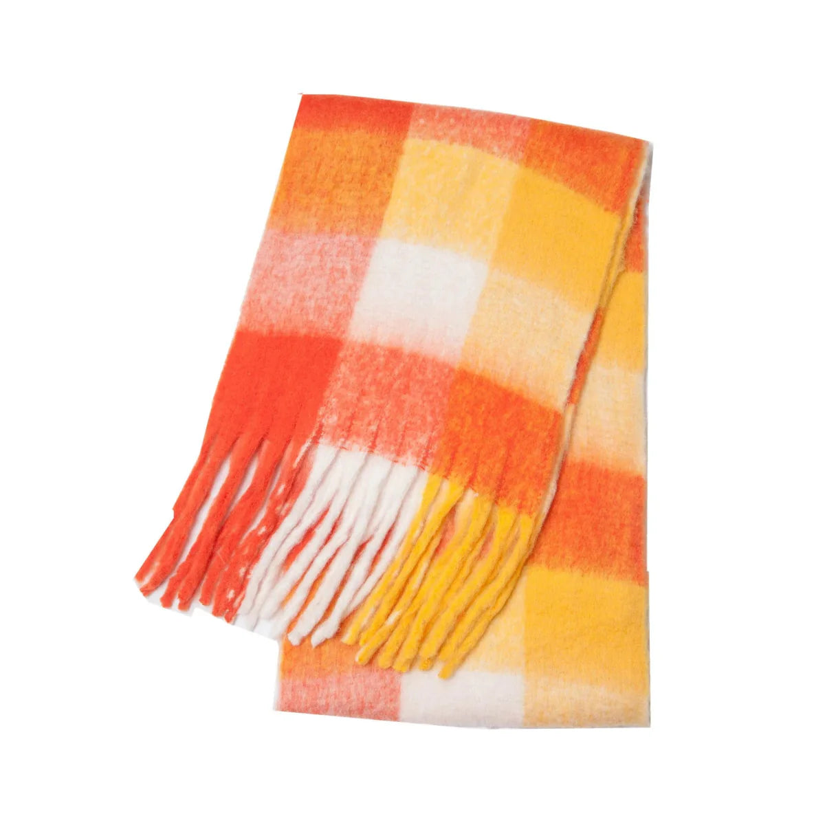Luxurious women's plaid cashmere scarf, long winter shawl and wrap, with warm, soft fabric and stylish checkered pattern.