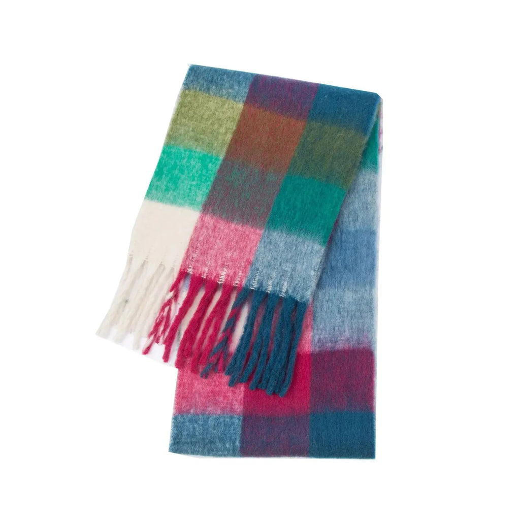 Luxury women's plaid cashmere scarf, long winter shawl and wrap with soft, thick warmth perfect for cold weather.