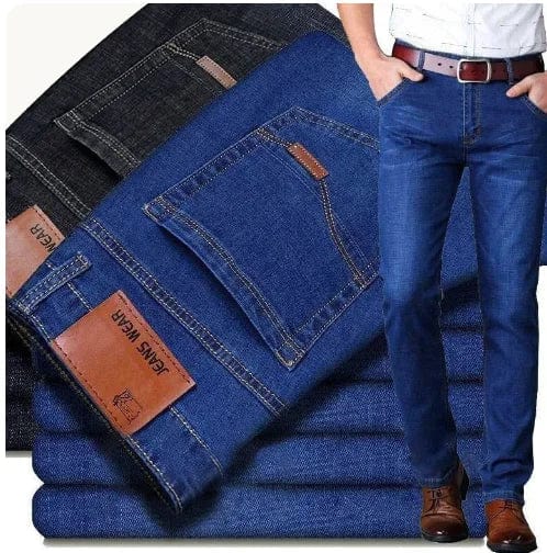 SHOWLU men's slim fit straight leg denim jeans, soft comfortable casual pants with stretch for a modern, stylish look.