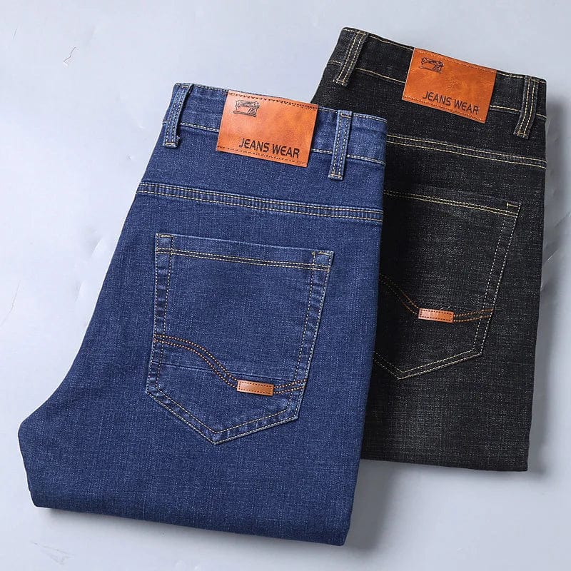 New Men Comfortable Soft Business Fashion Straight Casual Denim Trousers Male Brand Clothing Light Luxury Stretch Slim Fit Pants - SHOWLU FASHION STORE