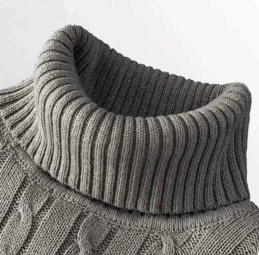 SHOWLU Men's knitted turtleneck sweater in solid color, warm woolen winter pullover, casual outdoor winter top.