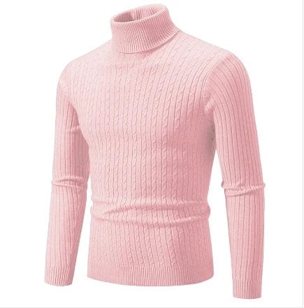 SHOWLU Men's turtleneck knitted sweater in solid color, warm woolen winter pullover, casual outdoor winter top.