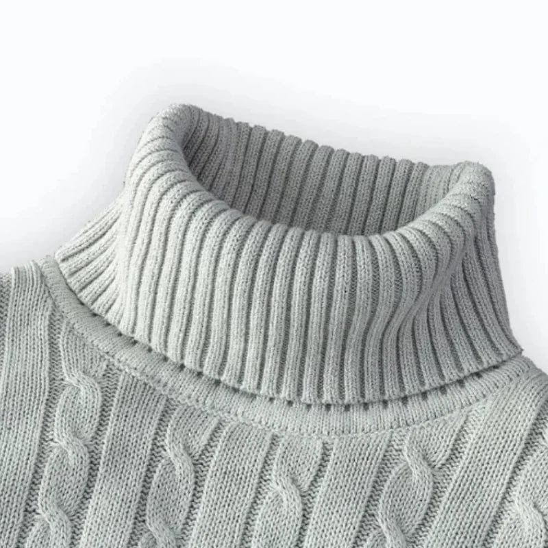 SHOWLU men's turtleneck knitted sweater in solid color, warm woolen pullover ideal for winter outdoor casual wear.