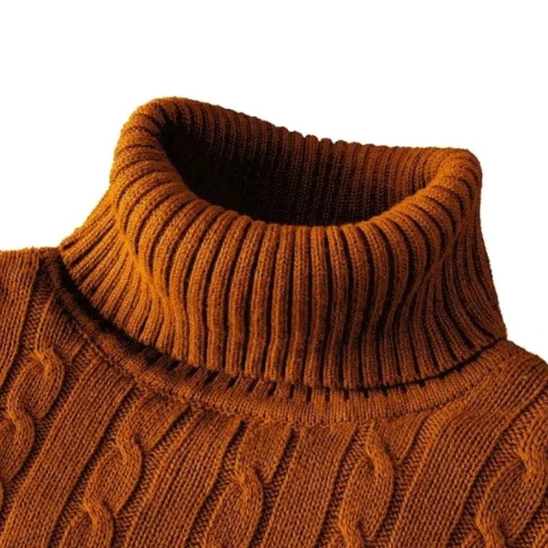 SHOWLU men's turtleneck knitted sweater in solid color, warm woolen winter pullover, casual outdoor woolen top.