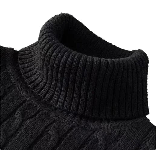 SHOWLU Men's turtleneck knitted sweater in solid color, warm woolen winter pullover, casual outdoor top for men.