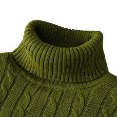 New Men's High Neck Sweater Solid Color Pullover Knitted Warm Casual Turtleneck Sweatwear Woolen Mens Winter Outdoor Tops - SHOWLU FASHION STORE