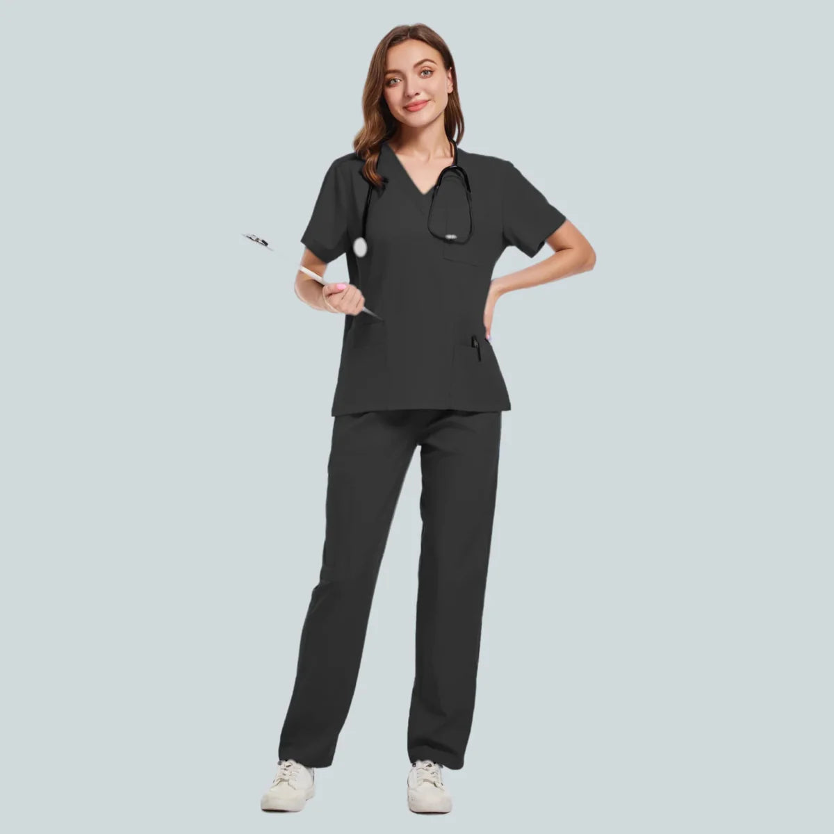 Unisex medical scrub set by SHOWLU FASHION STORE, featuring a hospital-style sweatshirt and nursing pants for healthcare workers.