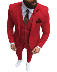 New Pink Men's 3 Pieces Suit Formal Business Notch Lapel Slim Fit Tuxedos Best Man Blazer For Wedding(Blazer+Vest+Pants) - SHOWLU FASHION STORE